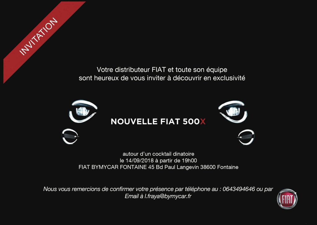invitation lancement FIAT 500X BYmyCAR