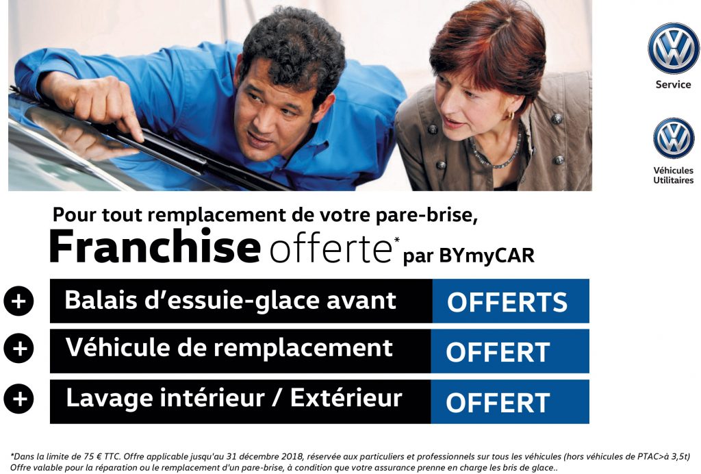 Franchise pare-brise offerte Volkswagen BYmyCAR