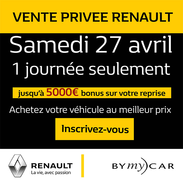 Vente privée Renault BYmyCAR jusqu'à Reprise +5000€